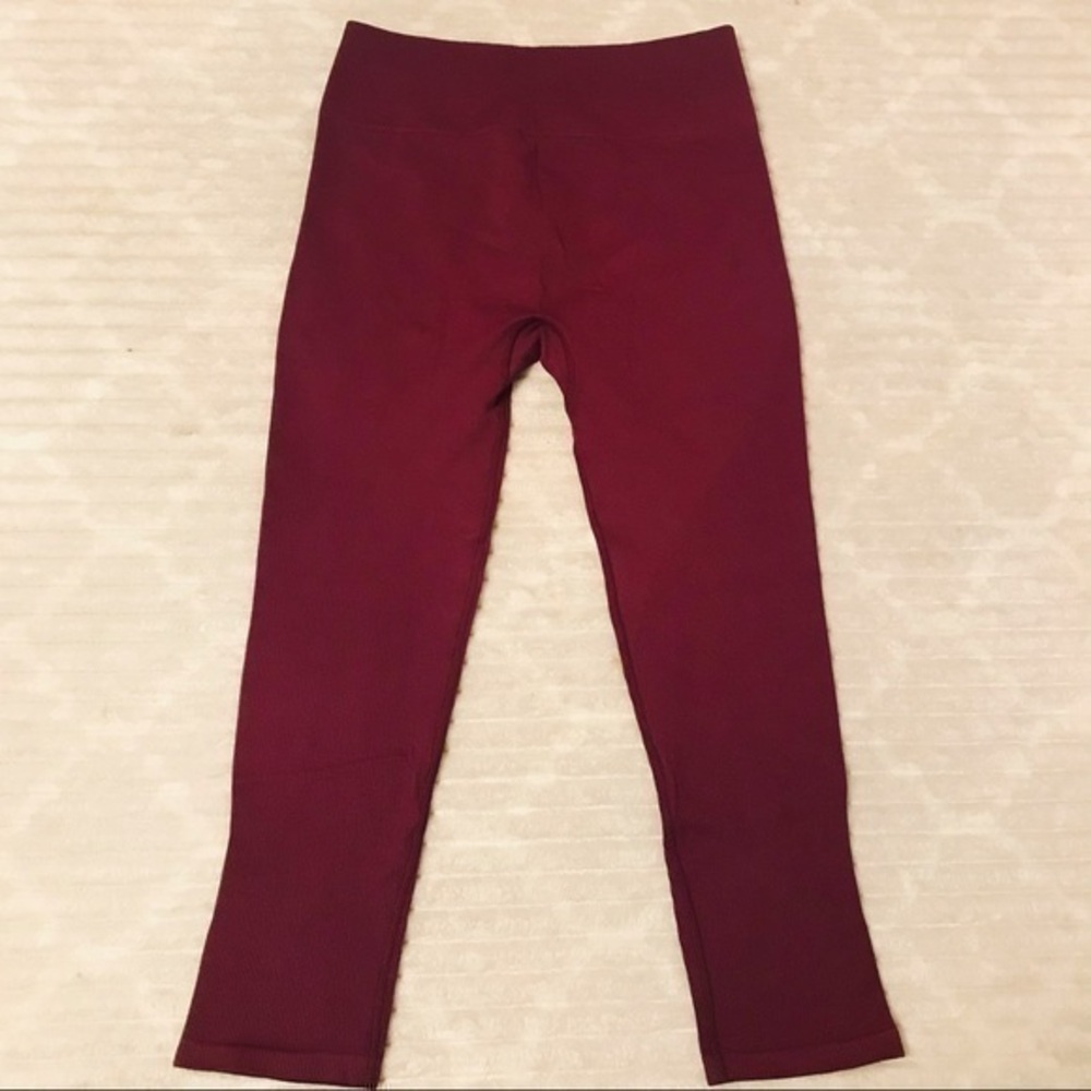 Avocado Acai Burgundy Seamless Ribbed Leggings